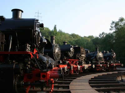 Dampflokparade vor Lokschuppen mit Museum Bochum Neubau 82 und 10,Museums-55,66,95,97,ELNA M-tage 1.5.07 von Kai Ledwig